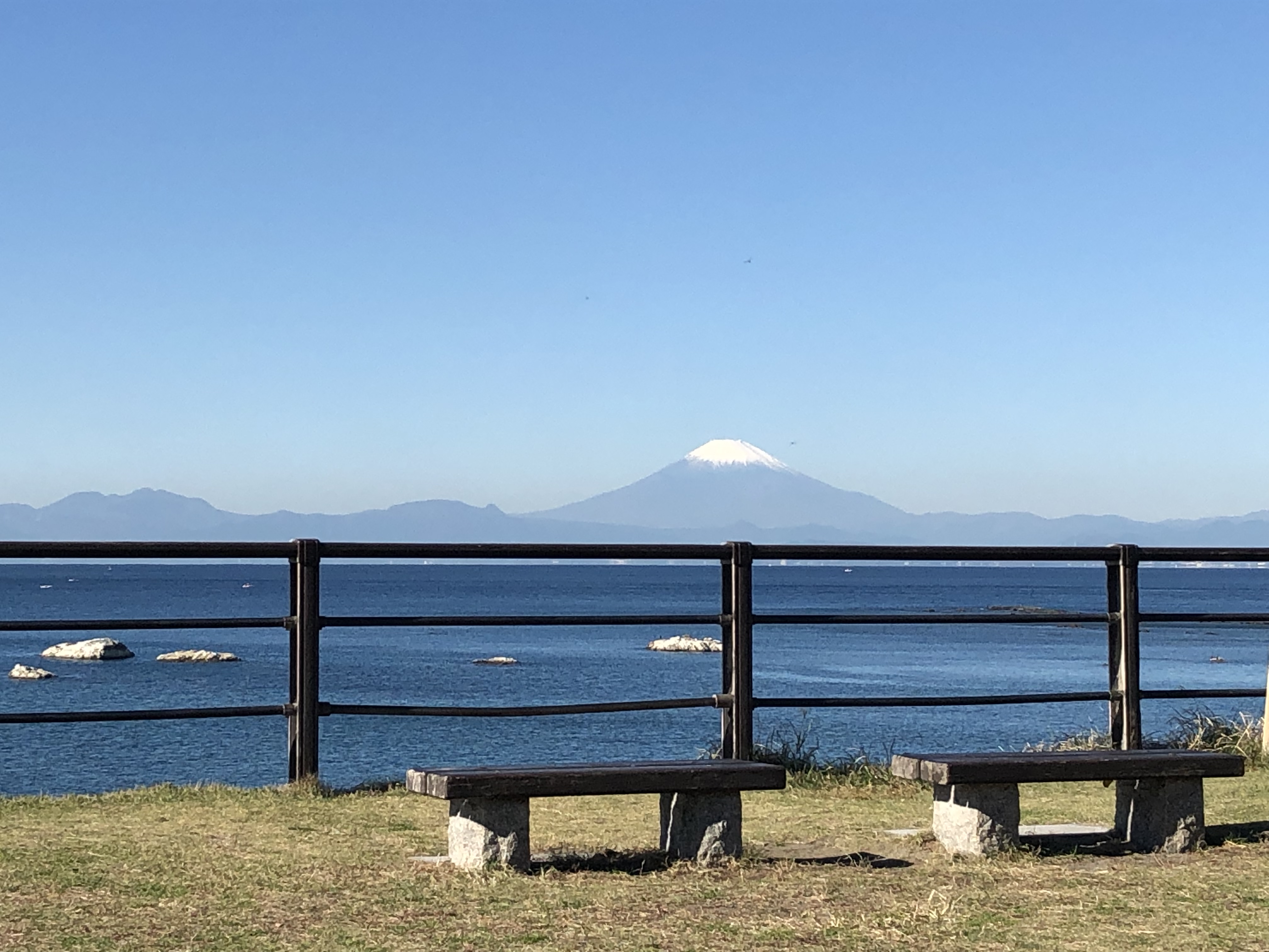 葉山公園から見た富士山。11月の冷たい朝の澄んだ空気が、くっきりとした富士山を見せてくれる。