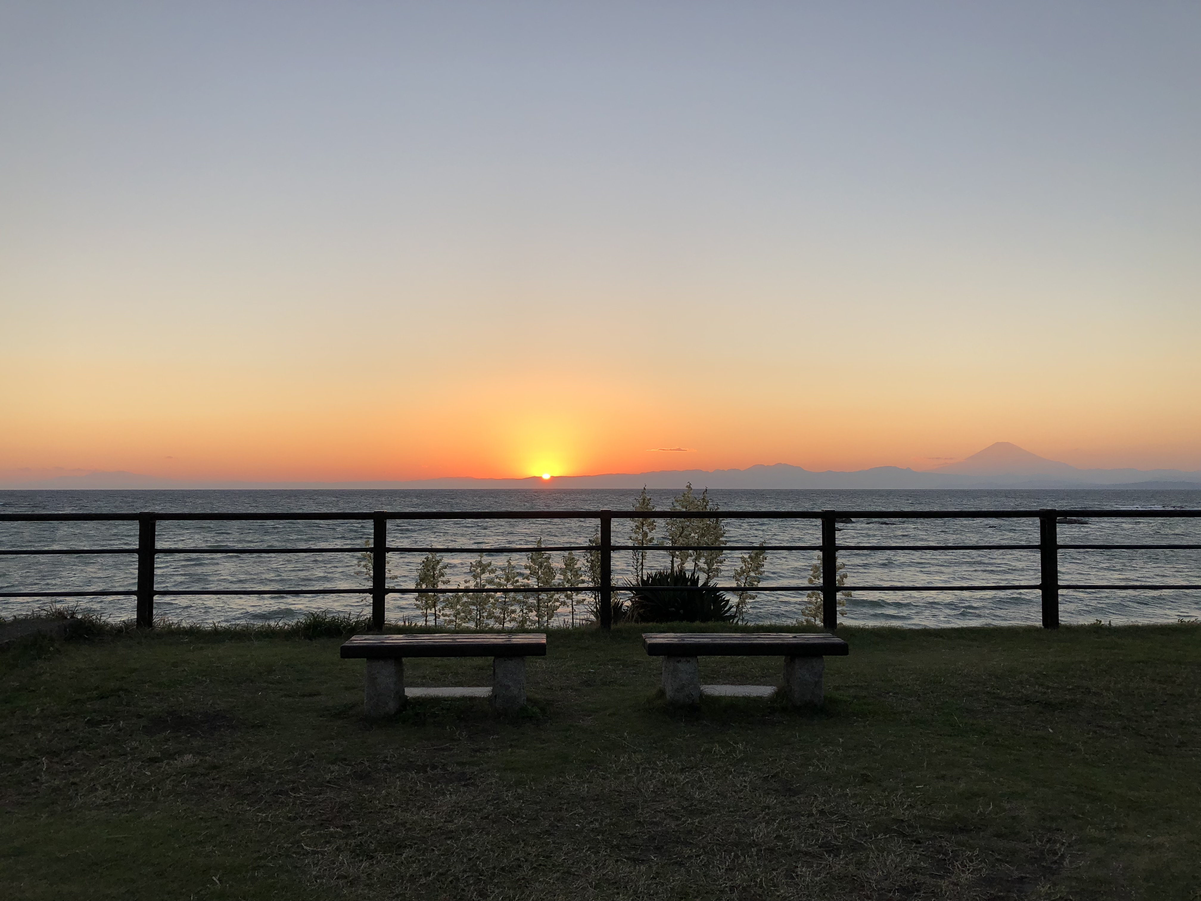 Vol 55 葉山公園から見る朝の富士山 そして夕日 Blog The Canvas Hayama Park 葉山公園を庭に 葉山 の空気に包まれる旅